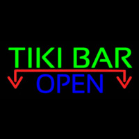 Tiki Bar Open With Arrow Real Neon Glass Tube Neonkyltti