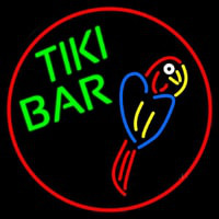 Tiki Bar Parrot Oval With Red Border Neonkyltti