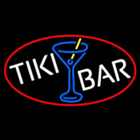 Tiki Bar Wine Glass Oval With Red Border Neonkyltti