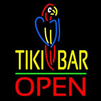 Tiki Bar With Parrot Open Neonkyltti