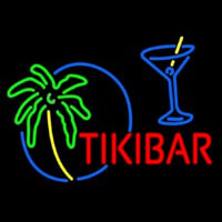 Tiki Bar With Wine Glass Neonkyltti