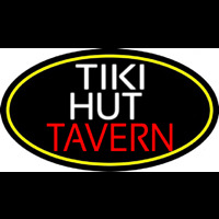 Tiki Hut Tavern Oval With Yellow Border Neonkyltti