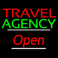 Travel Agency Open White Line Neonkyltti