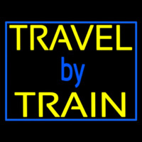 Travel By Train With Border Neonkyltti