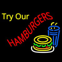Try Our Hamburgers Neonkyltti