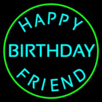 Turquoise Happy Birthday Friend Neonkyltti