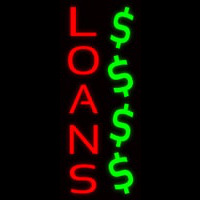 Vertical Red Loans Dollar Logo Neonkyltti