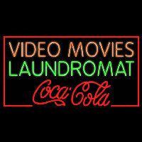 Video Movies Laundromat Coca Cola Real Neon Glass Tube Neonkyltti