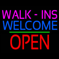 Walk Ins Welcome Block Open Green Line Neonkyltti