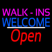 Walk Ins Welcome Open White Line Neonkyltti