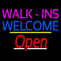 Walk Ins Welcome Open Yellow Line Neonkyltti