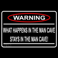 Warning Stays In Man Cave Neonkyltti