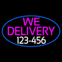 We Deliver Number Oval With Blue Border Neonkyltti