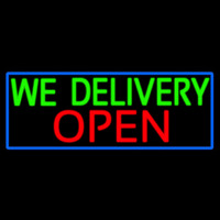 We Deliver Open With Blue Border Neonkyltti