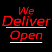 We Deliver Open Yellow Line Neonkyltti