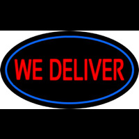 We Deliver Oval Blue Neonkyltti