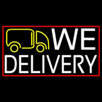 We Deliver Van With Red Border Neonkyltti