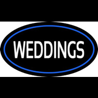 Weddings White Oval Blue Neonkyltti