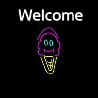 Welcome Ice Cream Cone And Smiling Face Neonkyltti