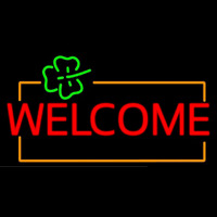Welcome Orange Border Neonkyltti