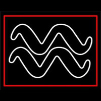 White Aquarius Logo Red Border Neonkyltti