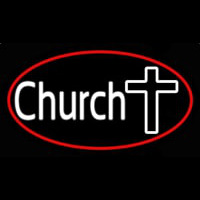 White Church With Cross Neonkyltti