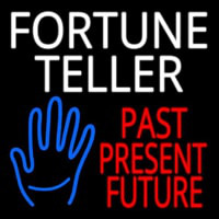 White Fortune Teller With Blue Palm Neonkyltti