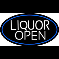 White Liquor Open Oval With Blue Border Neonkyltti