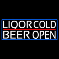White Liquors Cold Beer With Blue Border Neonkyltti
