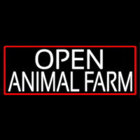 White Open Animal Farm With Red Border Neonkyltti