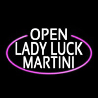 White Open Lady Luck Martini Oval With Pink Border Real Neon Glass Tube Neonkyltti