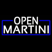 White Open Martini With Blue Border Real Neon Glass Tube Neonkyltti