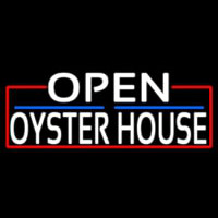 White Open Oyster House With Red Border Neonkyltti