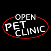 White Open Pet Clinic Oval With Red Border Neonkyltti