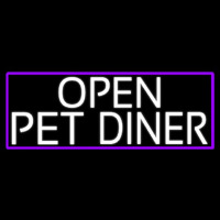 White Open Pet Diner With Purple Border Neonkyltti