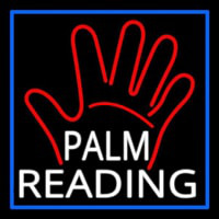 White Palm Reading Blue Border Neonkyltti