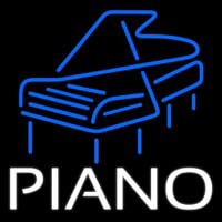 White Piano Blue Logo 4 Neonkyltti
