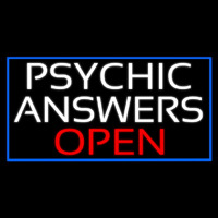 White Psychic Answers Red Open Blue Border Neonkyltti