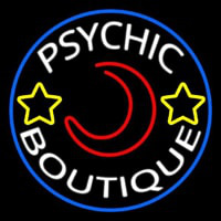White Psychic Boutique Blue Border Neonkyltti