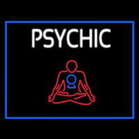 White Psychic Logo With Blue Border Neonkyltti