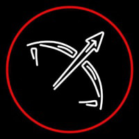 White Sagittarius Logo Red Border Neonkyltti