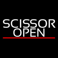 White Scissor Open With Red Line Neonkyltti