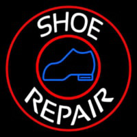 White Shoe Repair Withe Red Border Neonkyltti