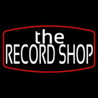 White The Record Shop Block Red Border Neonkyltti