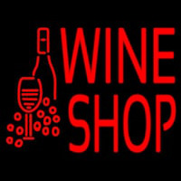 Wine Shop With Bottle And Glass Neonkyltti