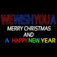 Wishing Merry Christmas Happy New Year Neonkyltti