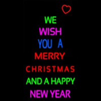 Wishing Merry Christmas Happy New Year Neonkyltti