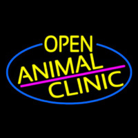 Yellow Animal Clinic Oval With Blue Border Neonkyltti