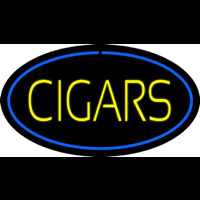Yellow Cigars Blue Oval Neonkyltti