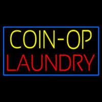 Yellow Coin Op Laundry Blue Border Neonkyltti